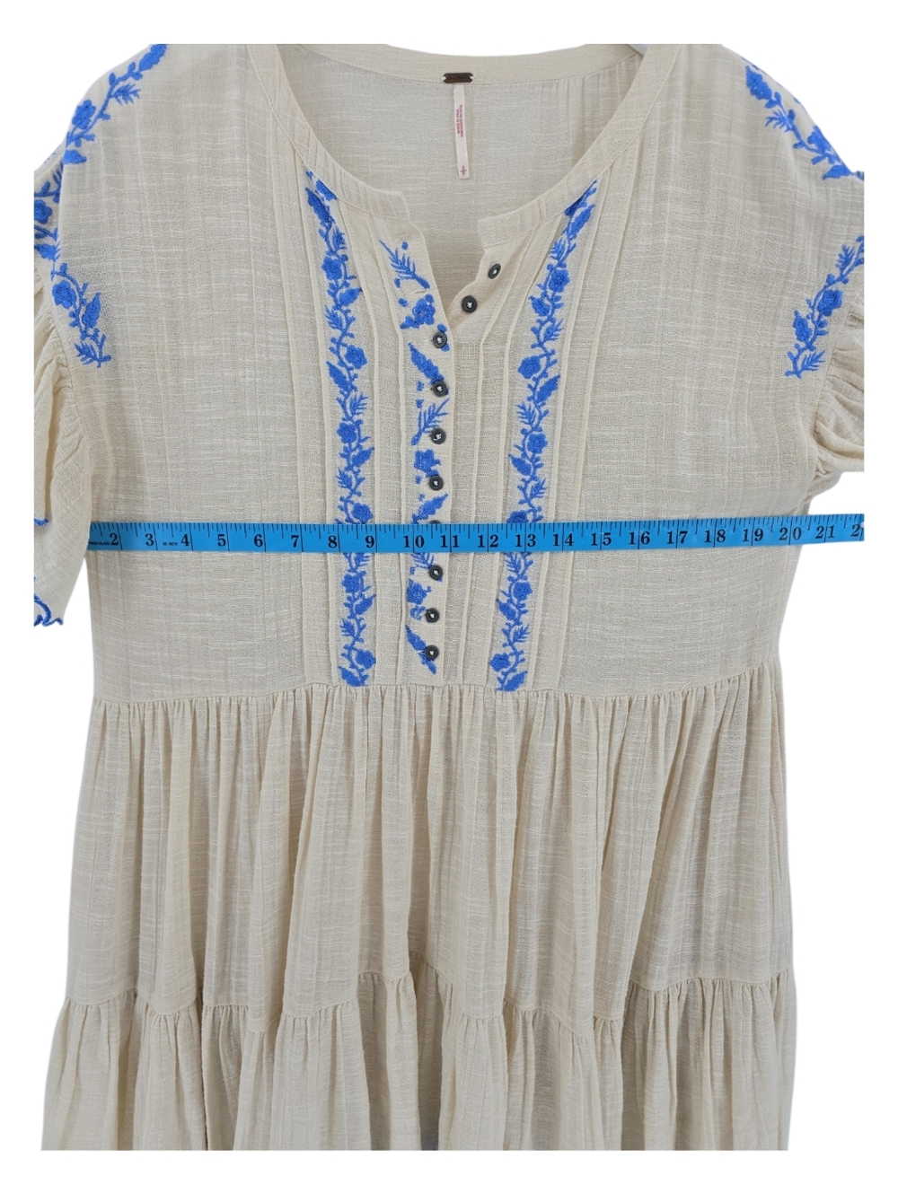 Free People Santiago Embroidered Endless Summer Dress Small Oversized Pockets - Picture 6 of 8